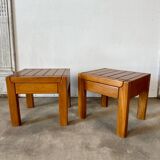 Pair of solid elm bedside tables