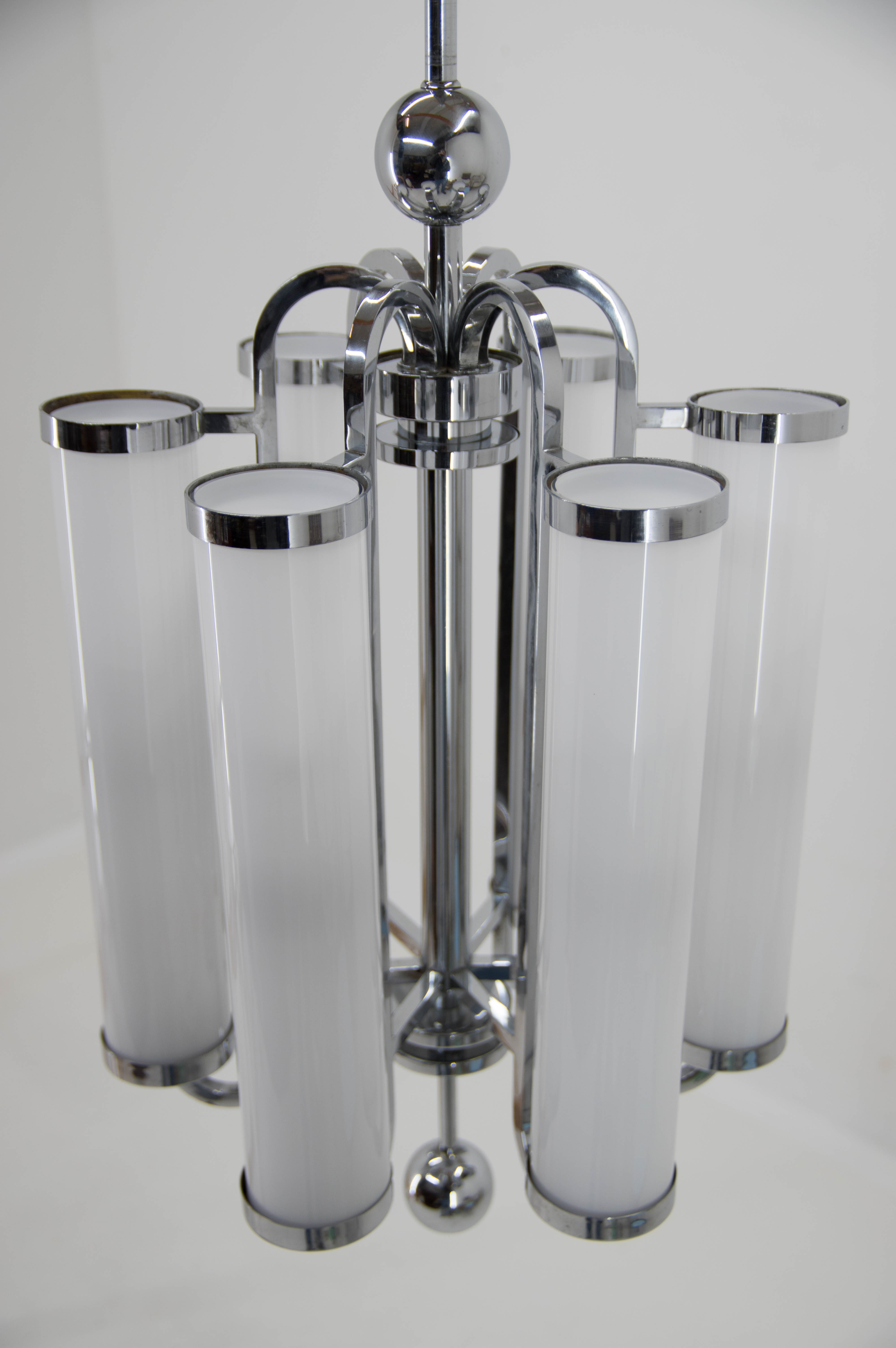 Bauhaus chrome-plated tubular chandelier, 1930s