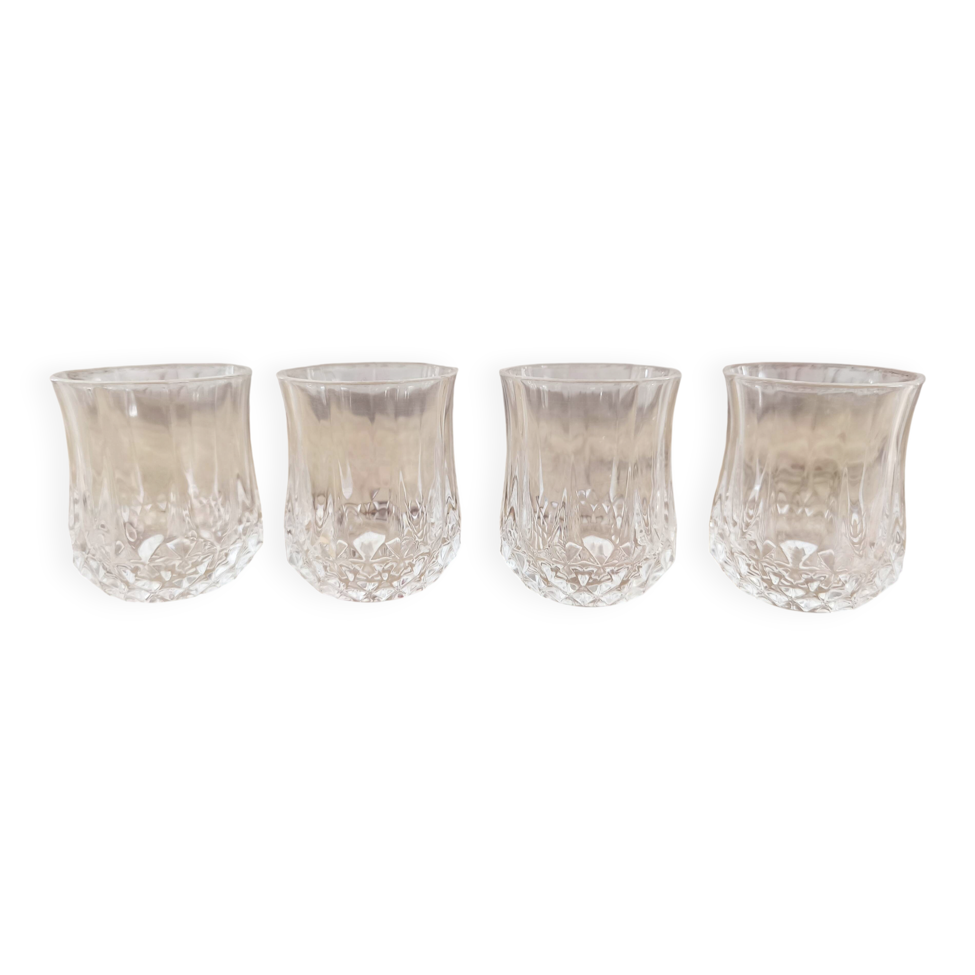 Lot de 4 verres à liqueur forme gobelet Cristal d'Arques modèle Longchamp