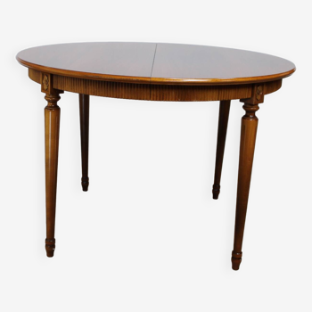 Table ronde vintage style gustavien rallonge suede