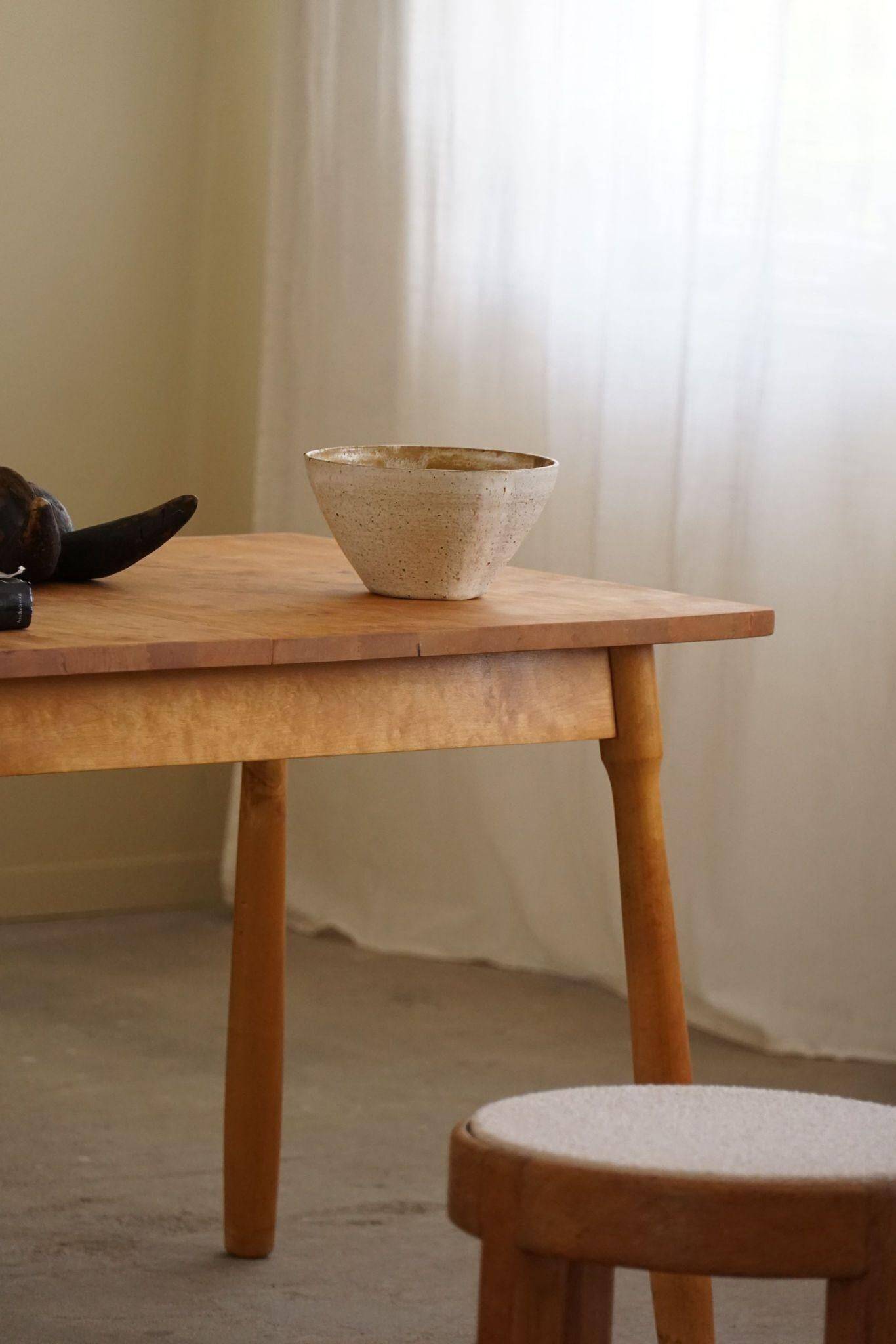 Danish modern birch desk/dining table attributed to Philip Arctander, 1940s.