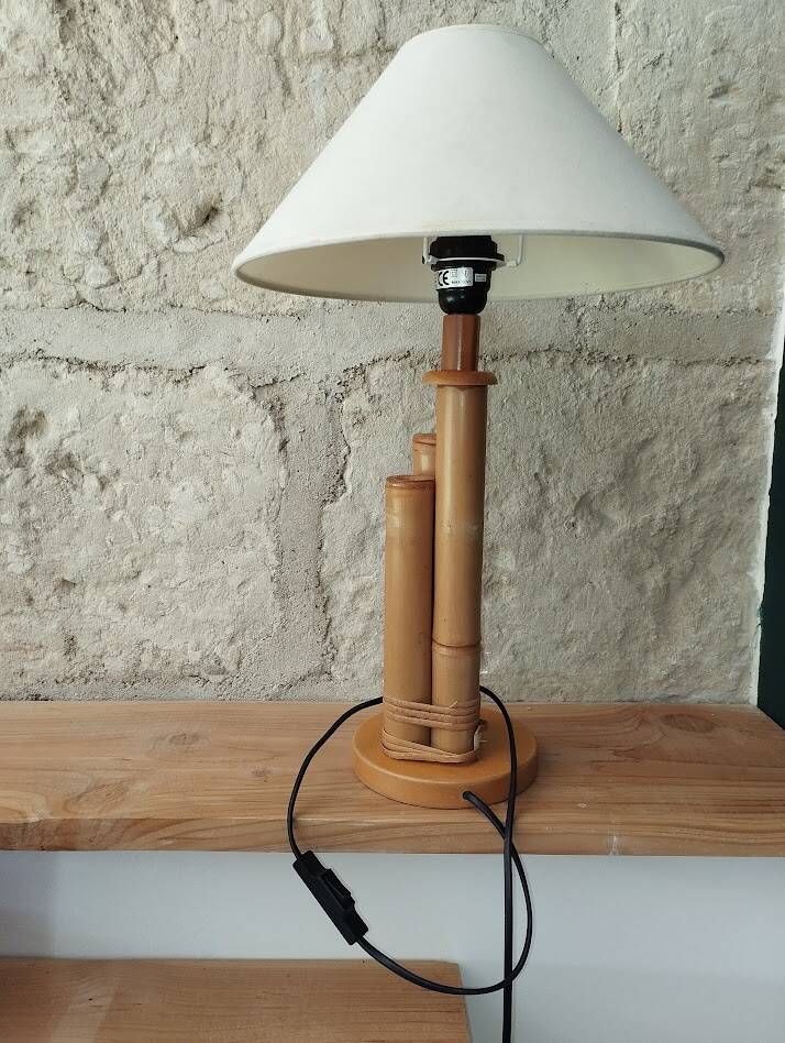 Vintage wooden table lamp – 1960s/70s