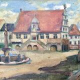 Painting “The main square of Molsheim” - signed R. Loir