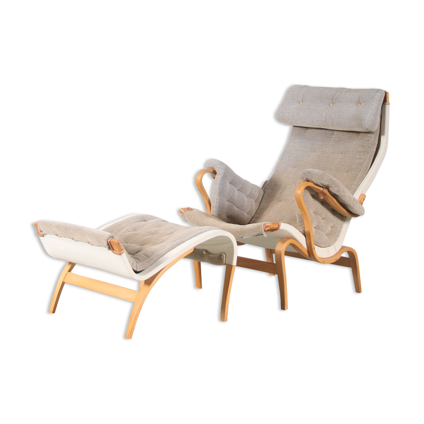 1960s “Pernilla” Chair + ottoman by Bruno Mathsson for DUX, Sweden