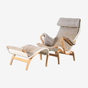 1960s “Pernilla” Chair + ottoman by Bruno Mathsson for DUX, Sweden