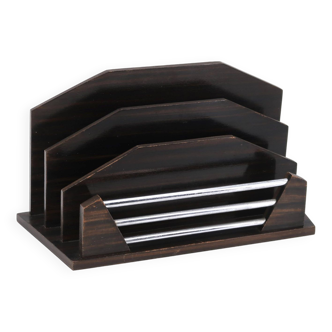 Art Deco mail holder in wood and metal, 1920s