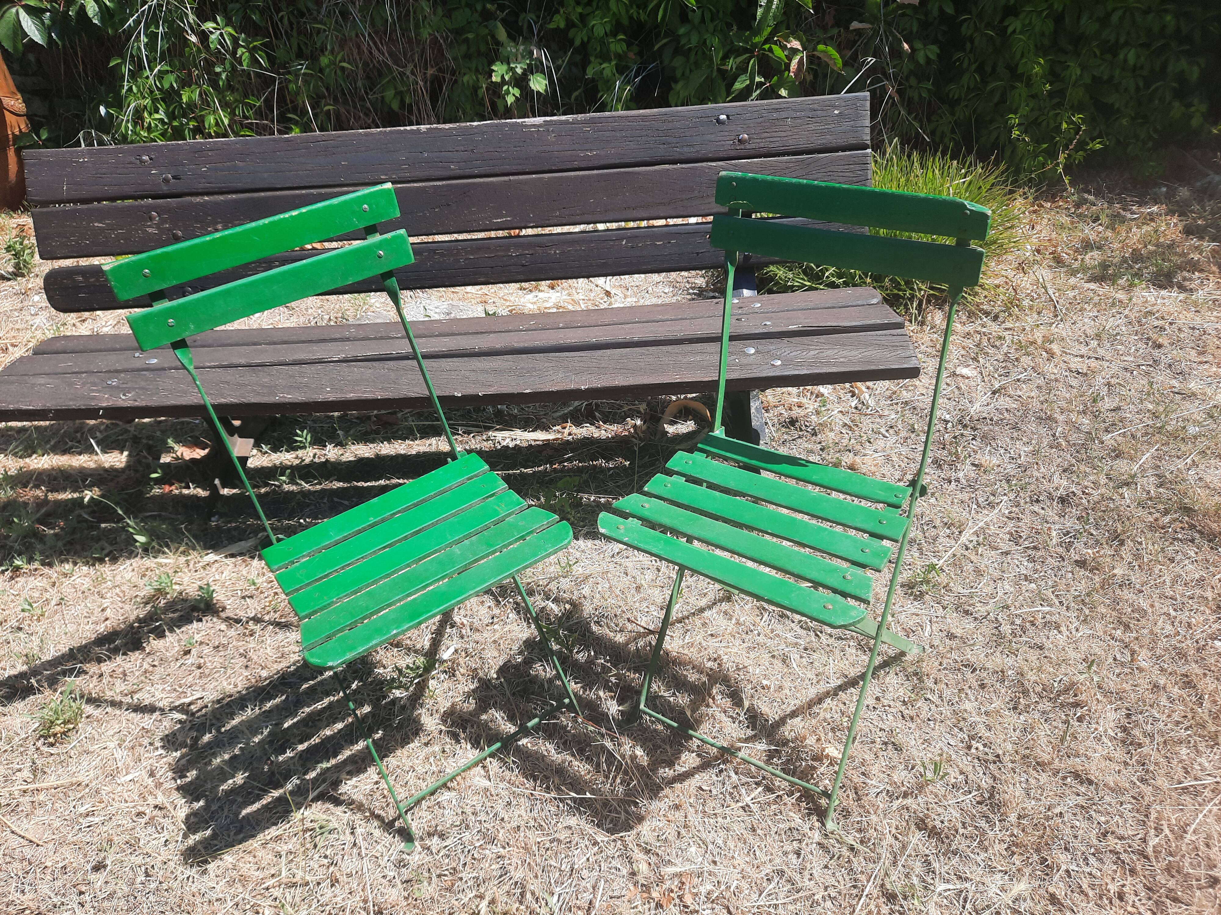 Pair of folding garden chairs