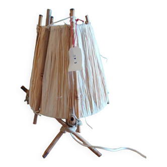 Vintage lamp with raffia lampshade