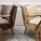 Vintage armchair 50s 60 velvet beige champagne
