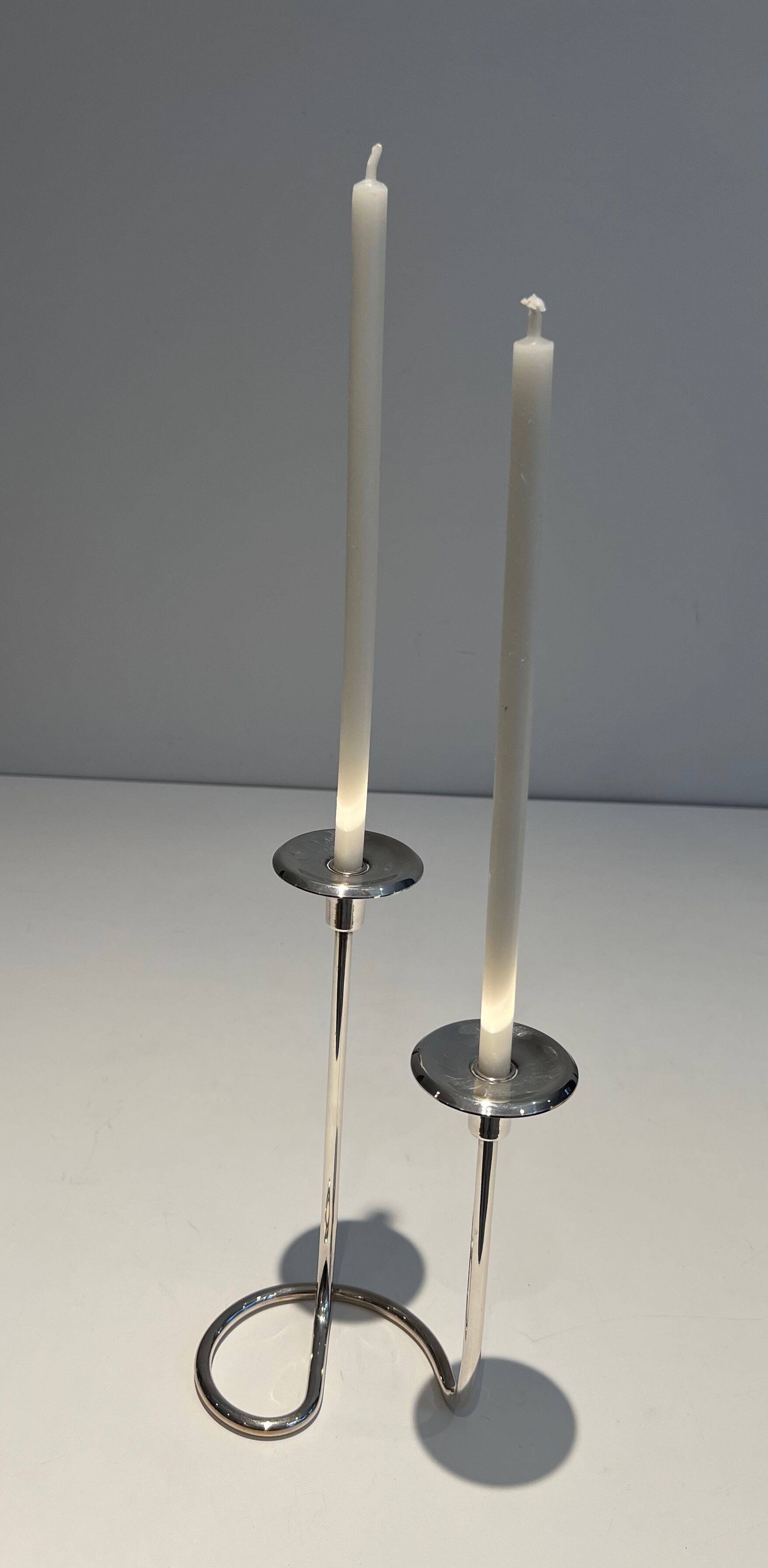 Silver-plated metal candle holder