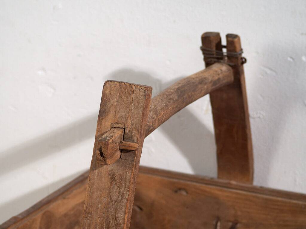 Antique solid wood basket (c.1900) #9