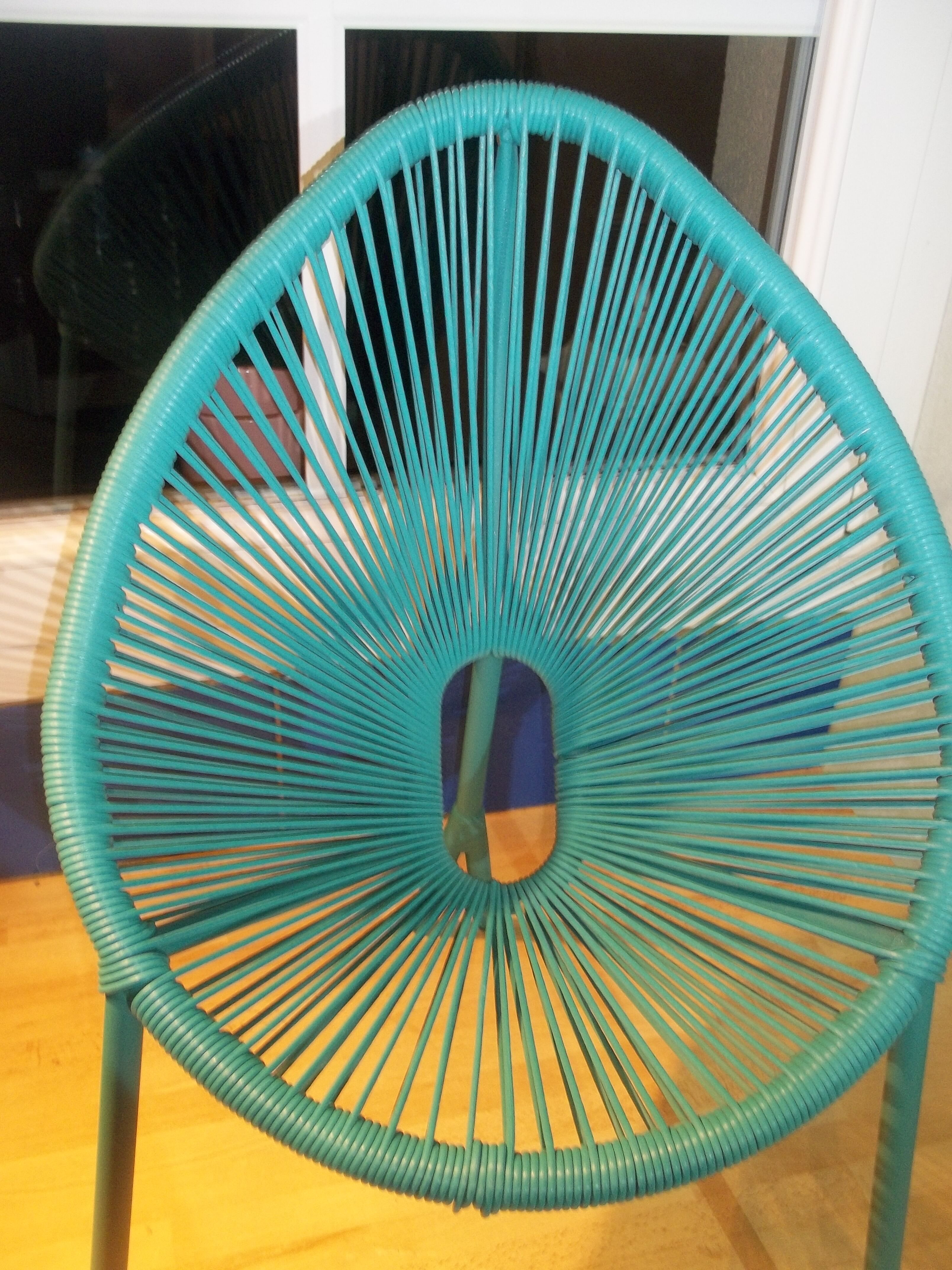 Fauteuil coquille enfant scoubidou vintage