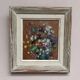 Mid-Century Oil on Panel “Flowers” by Unknown, Vintage & Framed
