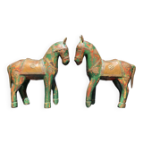 Set of 2 wooden horses