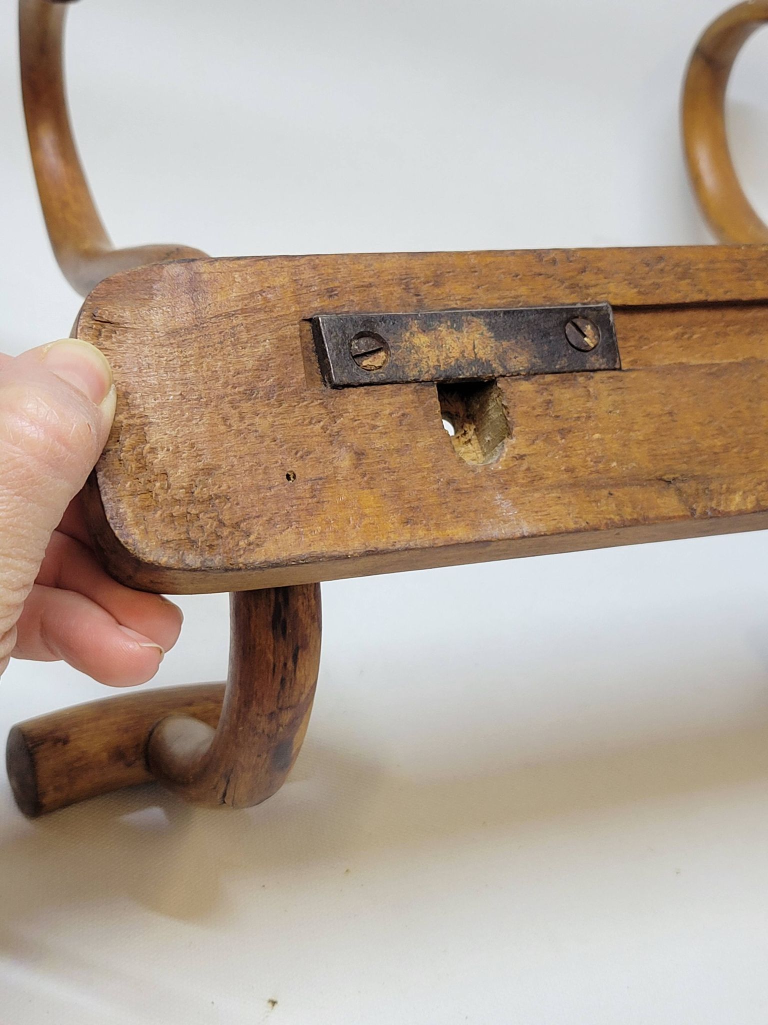 Double Patère bistrot Porte Manteau en bois courbé début XXème
