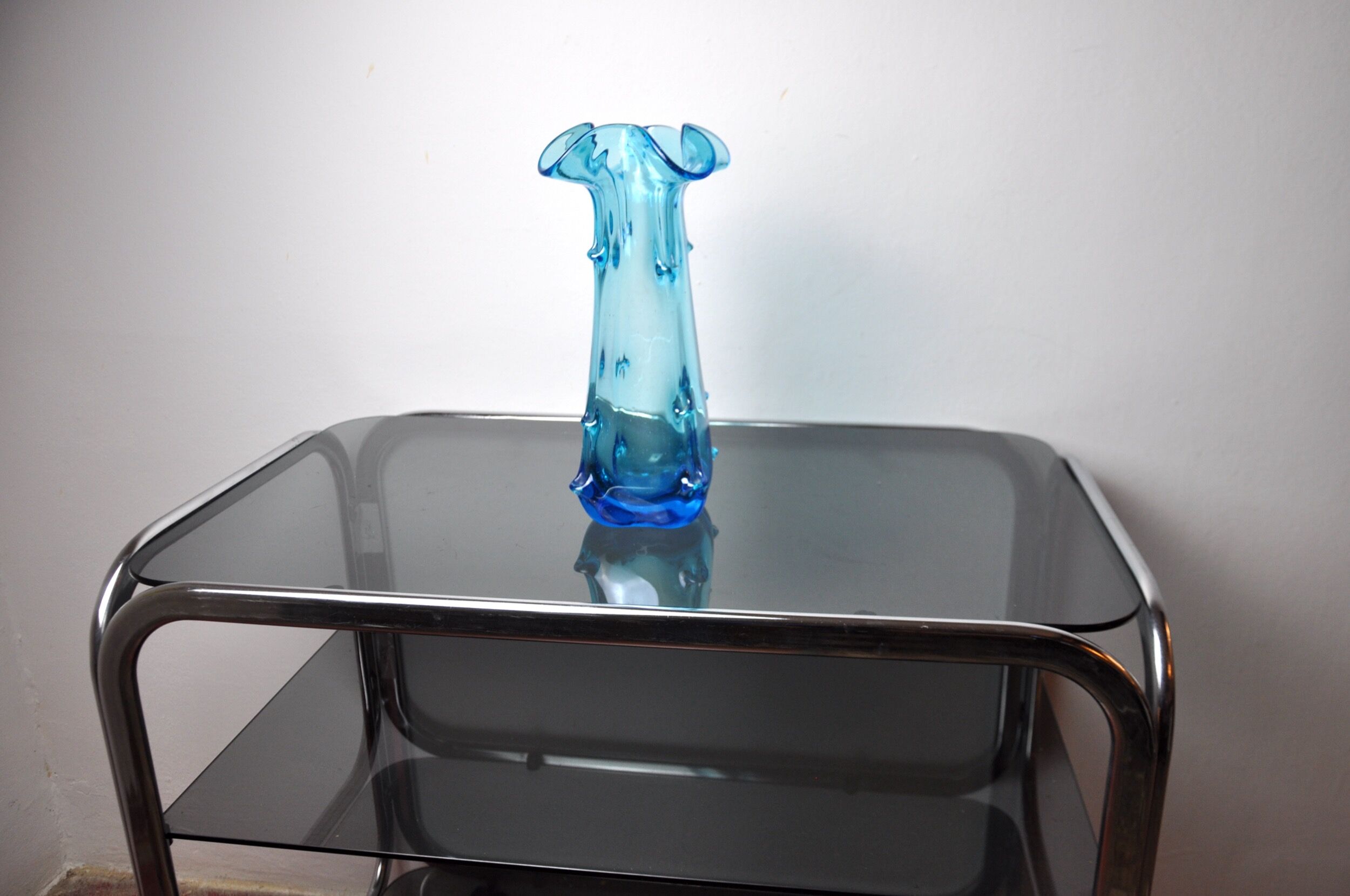 Blue seguso vase in murano glass, italy, 1970