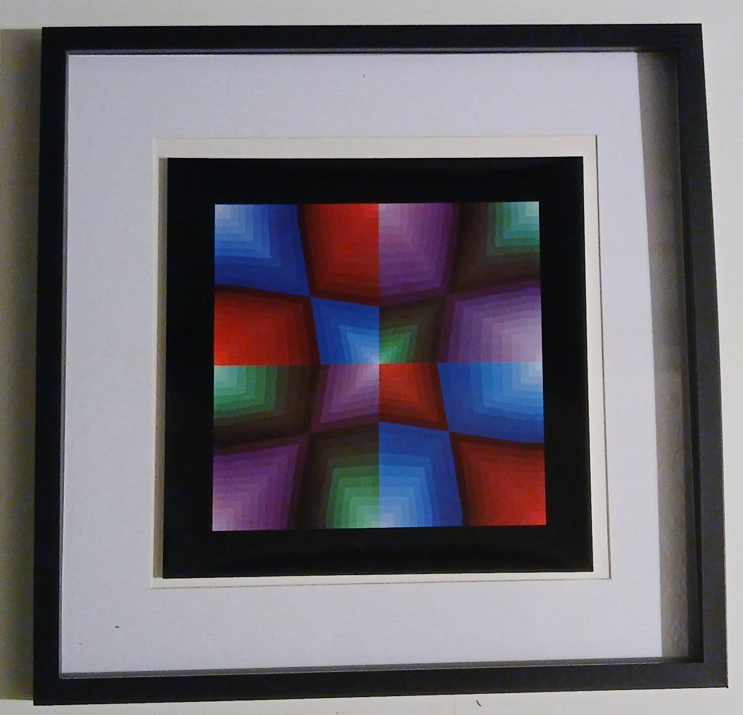 Tableau Vintage Art Optique - Victor Vasarely - Frame 40x40cm