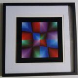 Tableau Vintage Art Optique - Victor Vasarely - Frame 40x40cm