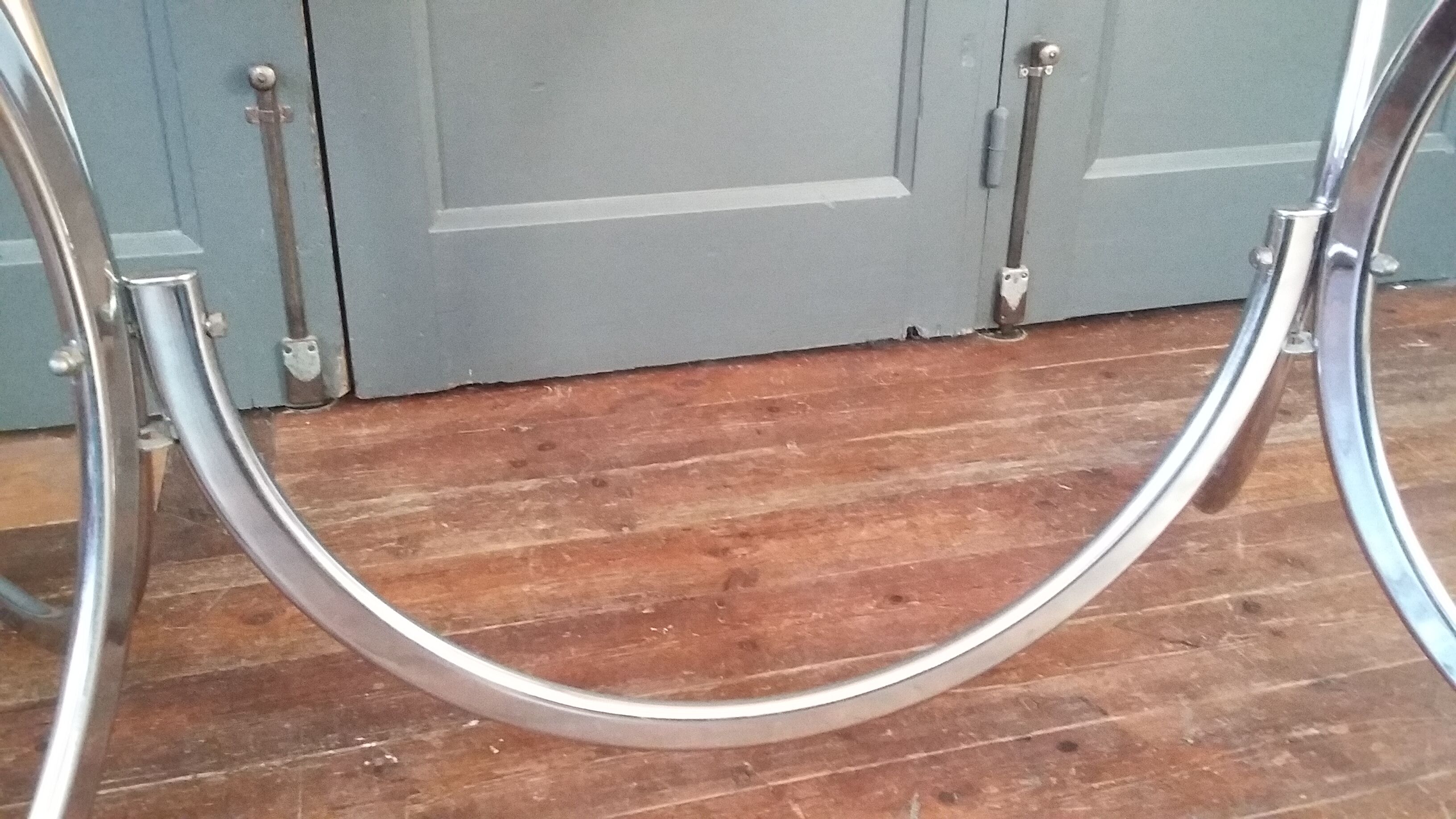 Vintage dining table glass and chrome 1970