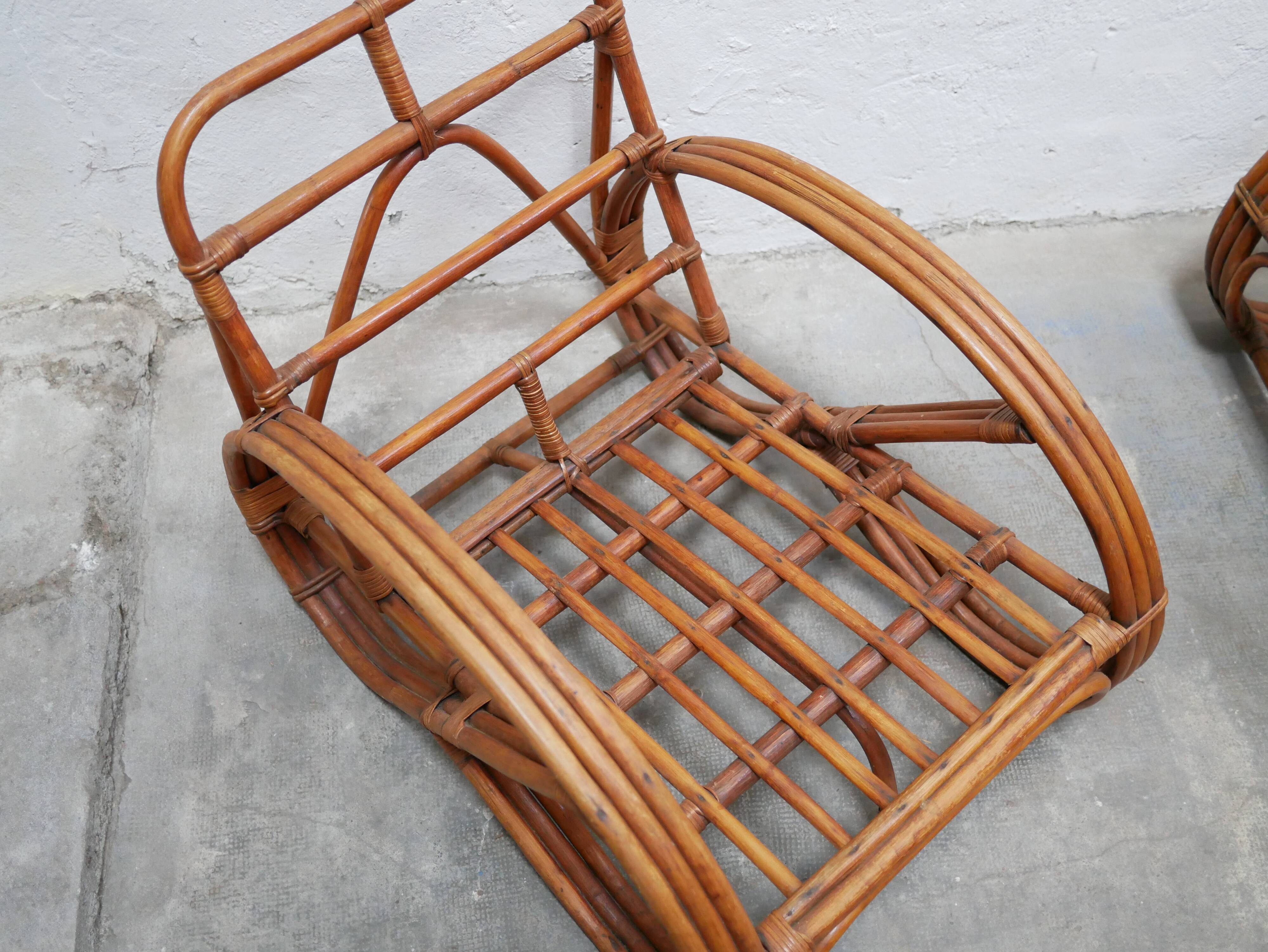Vintage rattan pretzel armchair