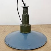 Industrial Blue Enamel Military Pendant Lamp with Cast Aluminium Top, 1960s