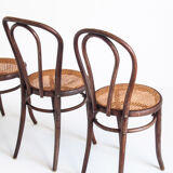 Set of 4 chairs. Bentwood and canning. Vintage. France, 50s