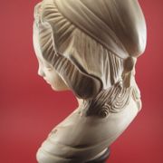 Bust of a young girl in terracotta painted and signed, period early xx th