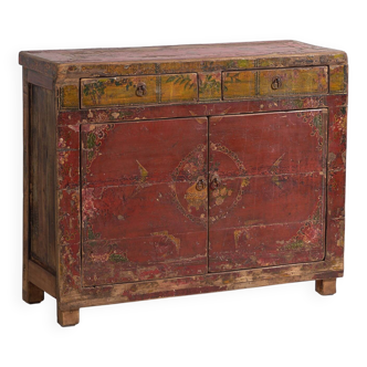 Ancienne armoire rouge à deux portes (c.1900) #16