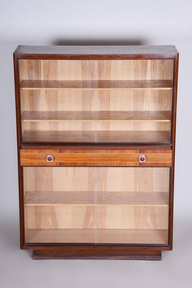 Bibliothèques Art Déco vintage en frêne et acajou, années 1940, ensemble de 2