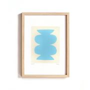 Collection of 4 sky blue abstract paintings signed Eawy.