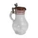 Blowing glass decanter with tin lid decorated with a rooster