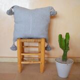 Moroccan pompon pillow grey 48x48cm