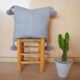 Oreiller pompon marocain gris 48x48cm