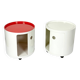 Pair of 70s Kartell Componibili on Wheels in Off White and Coral