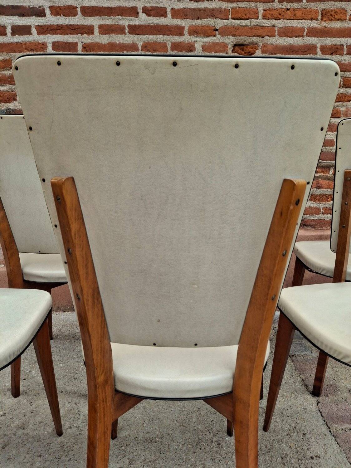 Lot 6 chaises Mid-Century scandinaves années 50-60 pieds compas vintage