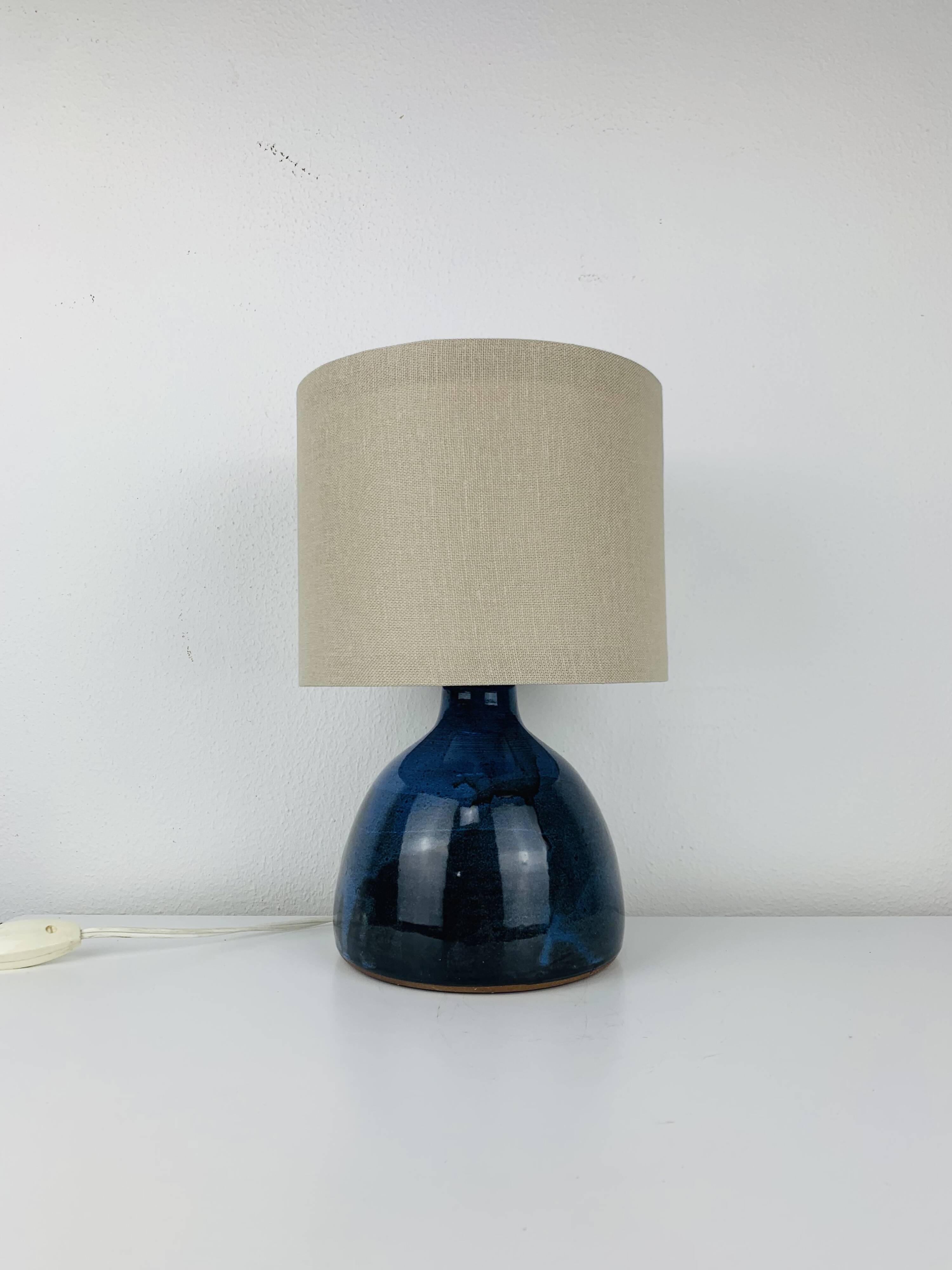 Vintage blue ceramic lamp, 1960s