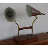 Vintage desk lamp double casserole in metal and brass, 1960