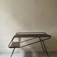 Modernist TV/Hifi table in wood & metal by J. Hitier, French design 1950.