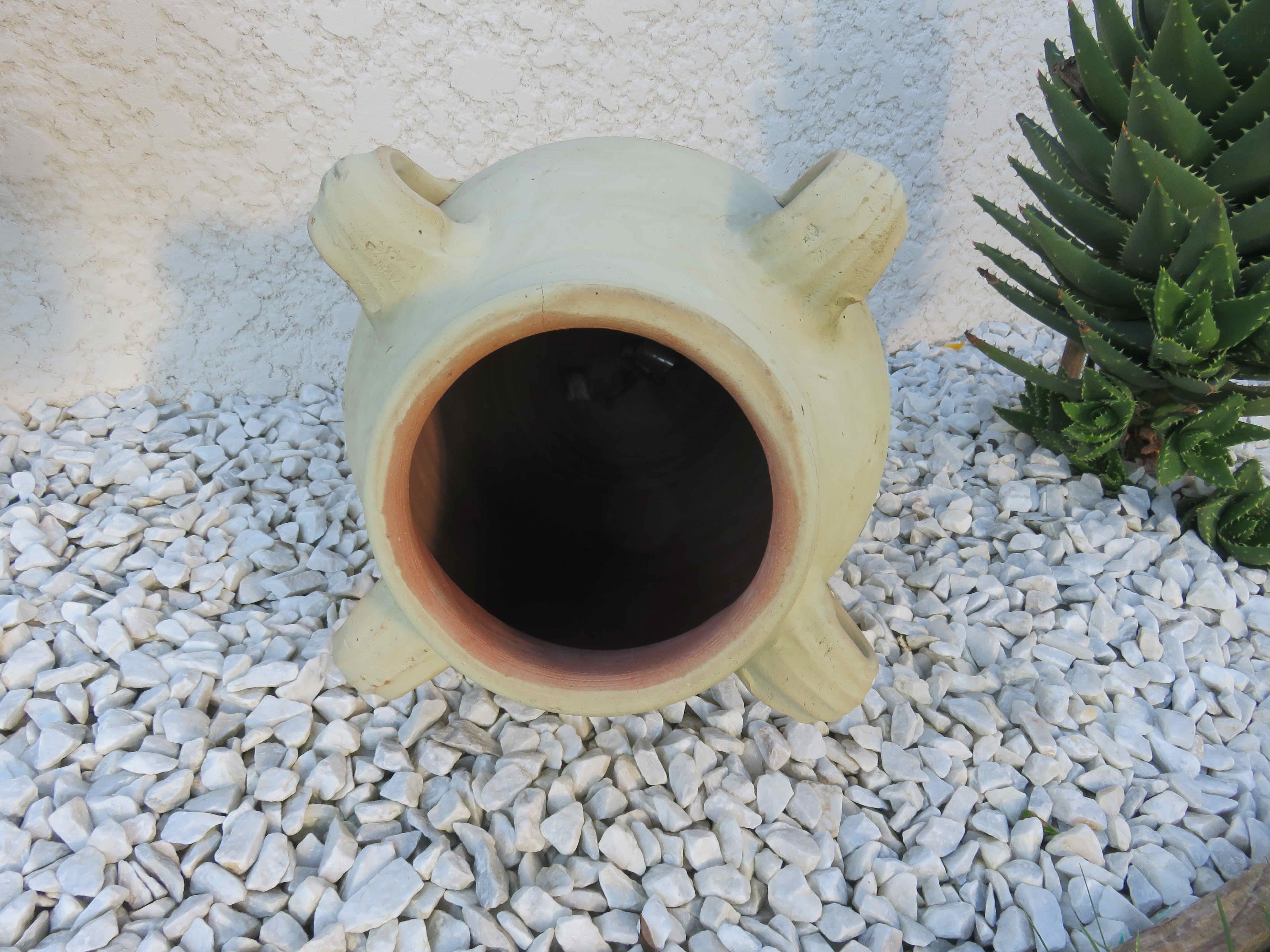 Terracotta potiche with 60s handles