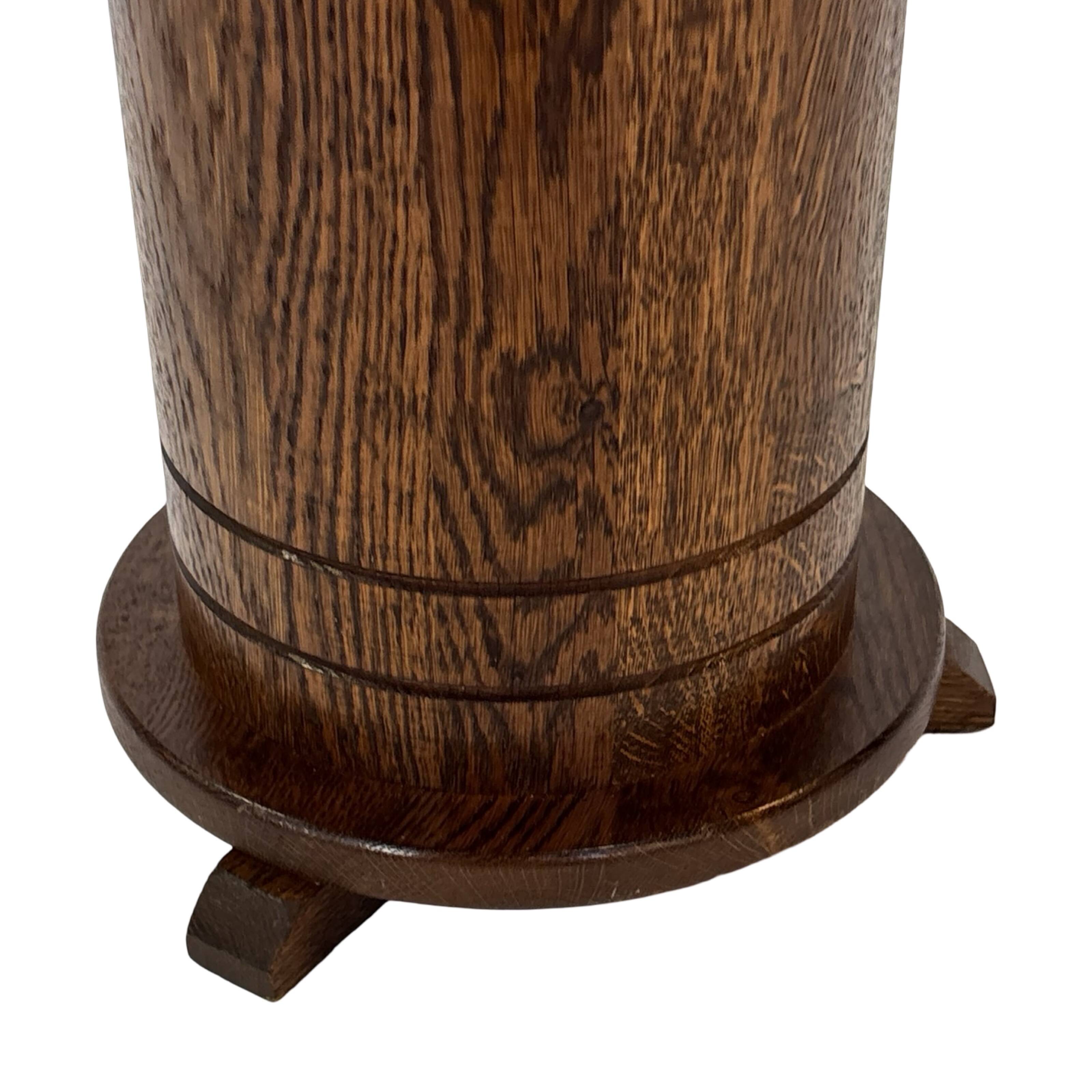 Vintage oak plant table low stool 70s design