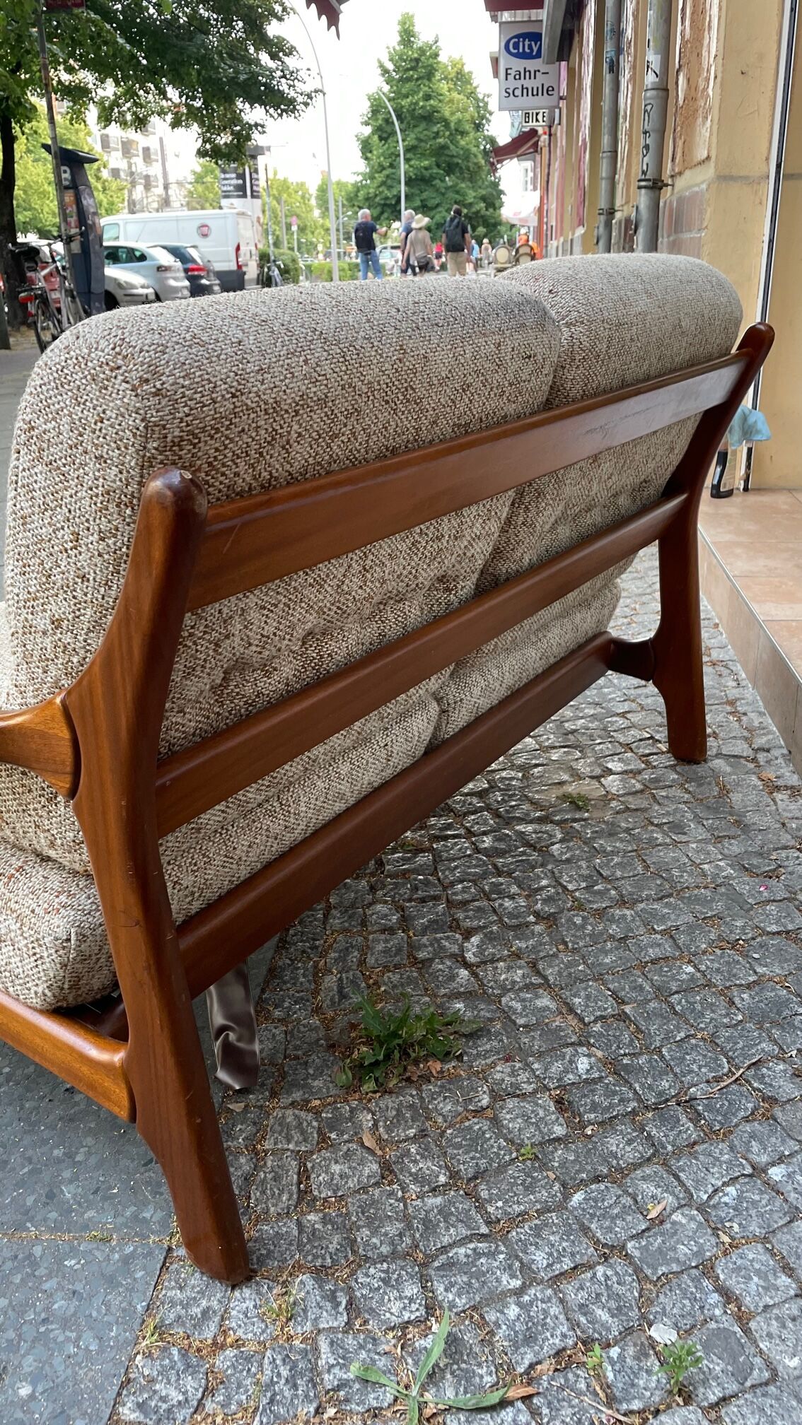 Teak and two-seater wool sofa from the 60s