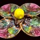 Vintage Vallauris A.M. plate – quadrilobed enamelled bowl with lemon – 50s