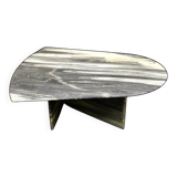 Large vintage unique marble table with zig zag base, France, 1980s