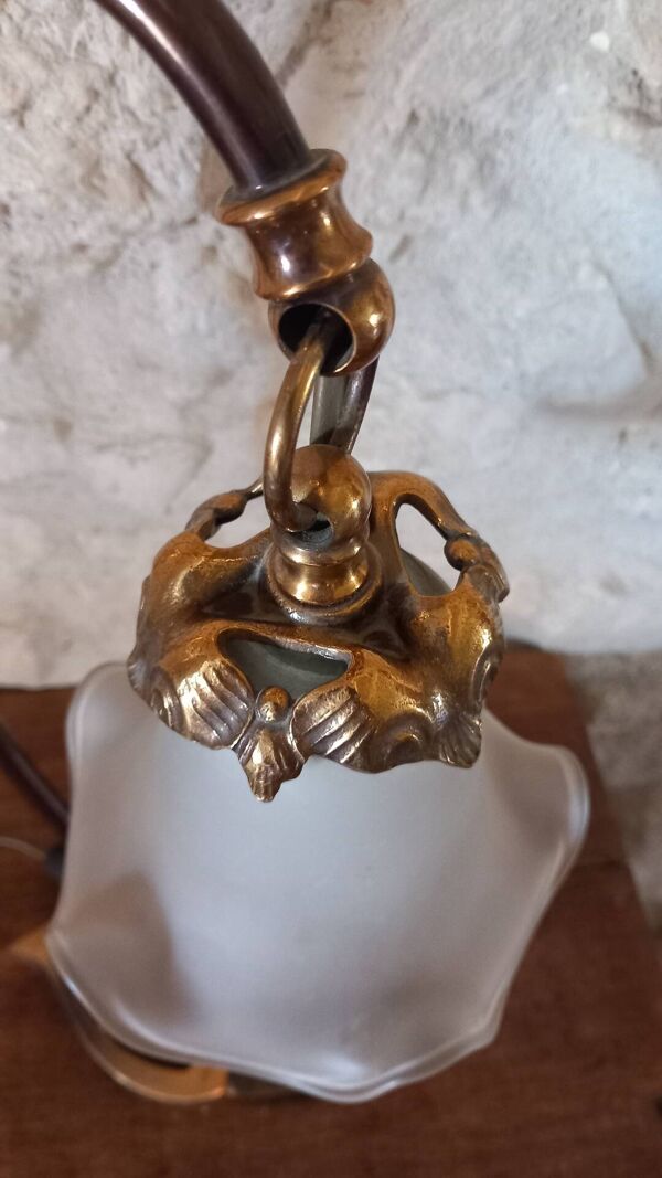 Lampe de bureau « col de cygne » Art Nouveau bronze / laiton – 1920