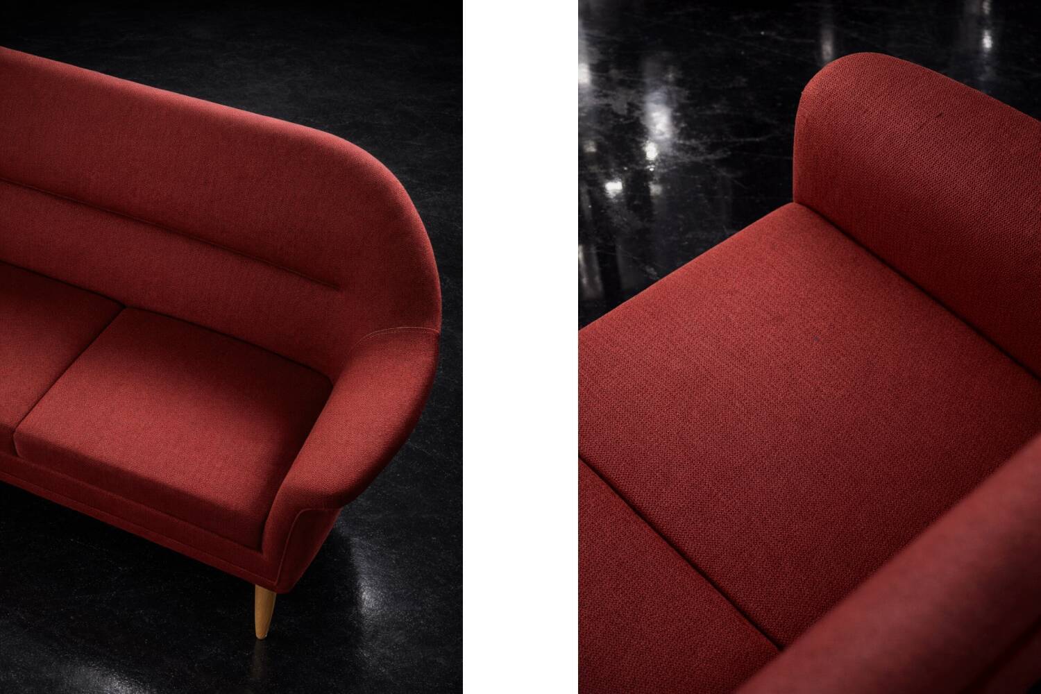 Vintage Mid-Century Scandinavian Modern 3-Seater Red Sofa