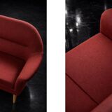 Vintage Mid-Century Scandinavian Modern 3-Seater Red Sofa