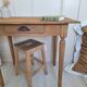 Bureau / Table d'appoint de ferme en chêne massif – Style campagne chic