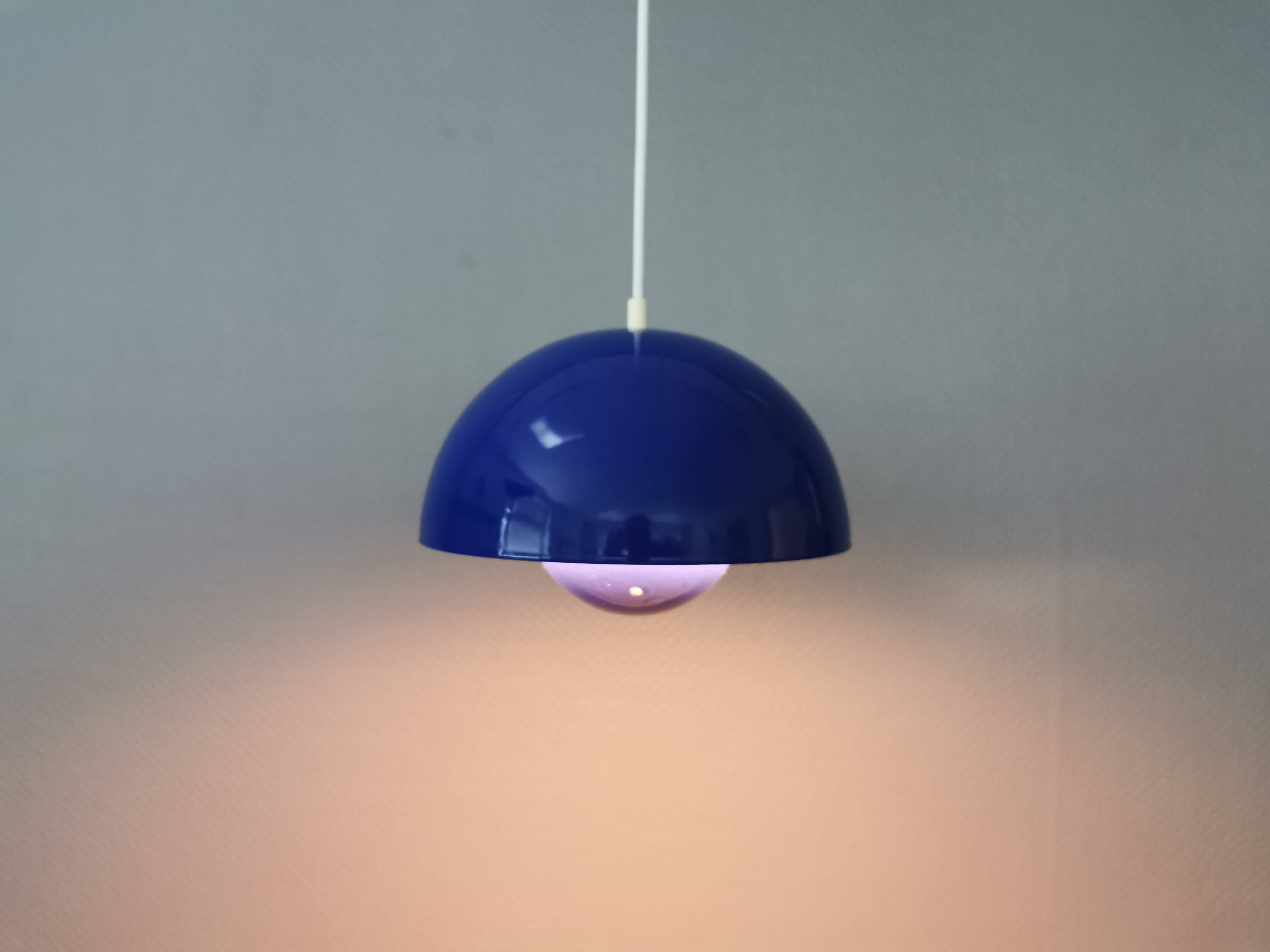 Vintage Verner Panton Flowerpot VP1 Enamel Hanging Lamp, Danish Design