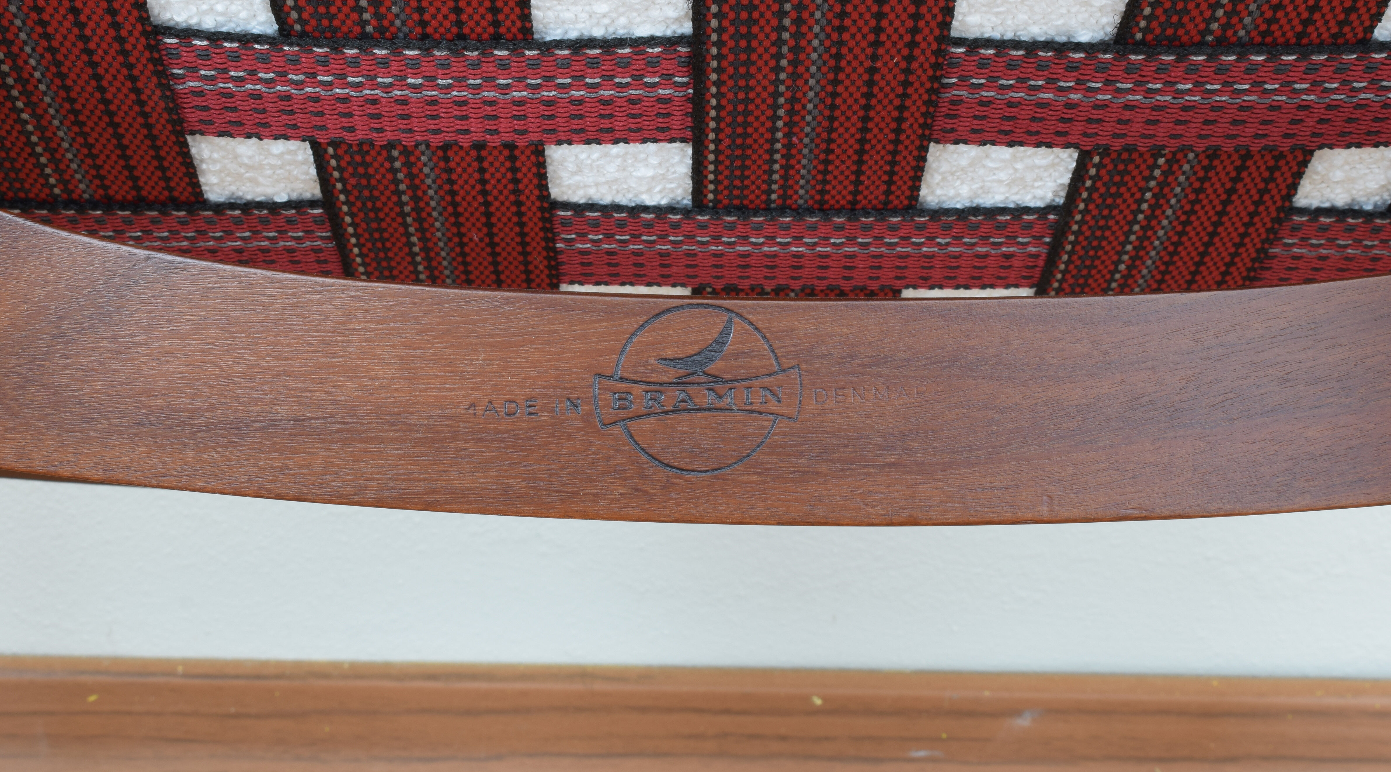 Danish teak & boucle rocking chair by Frank Reenskaug for Bramin