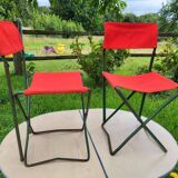 Vintage 1970s camping table and duo folding chairs set